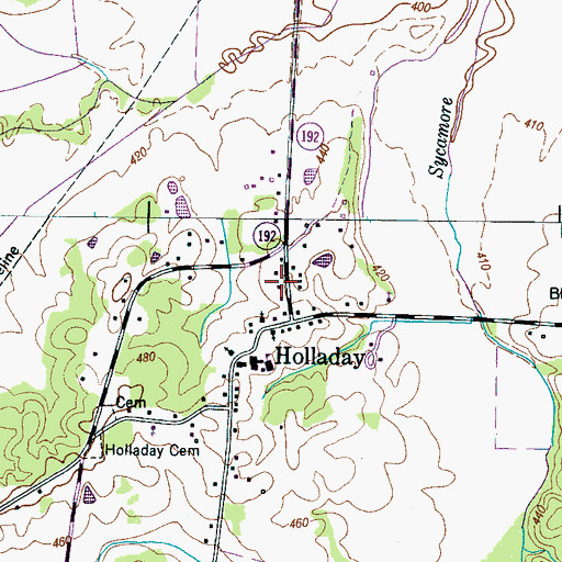 Topographic Map of Holladay Post Office, TN