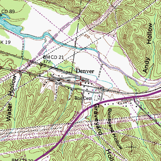 Topographic Map of Denver Post Office, TN