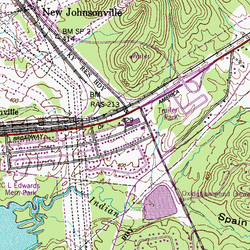 Topographic Map of New Johnsonville Post Office, TN