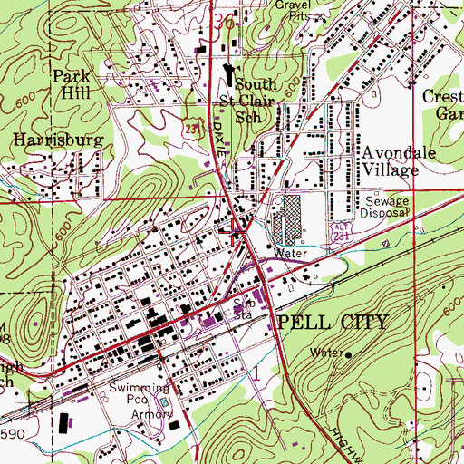 Topographic Map of First Baptist Church, AL