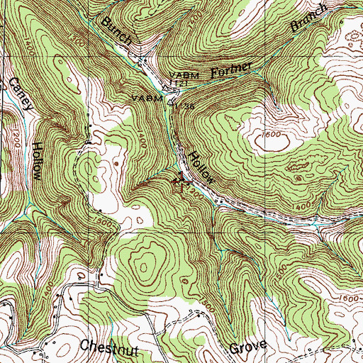 Topographic Map of Bunch Hollow Mine, TN