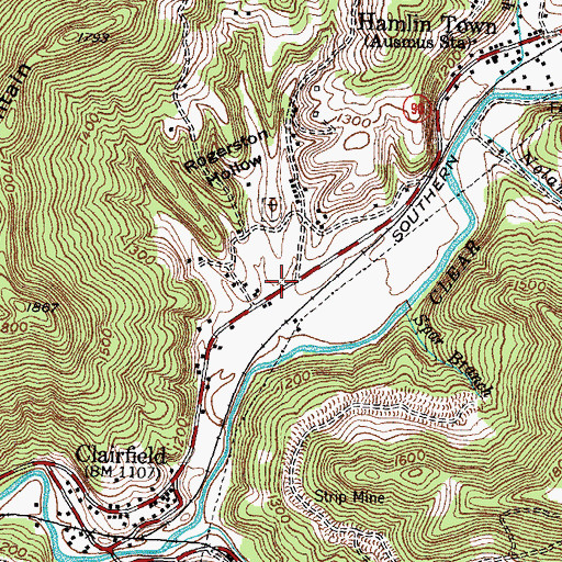 Topographic Map of Clairfield Post Office, TN