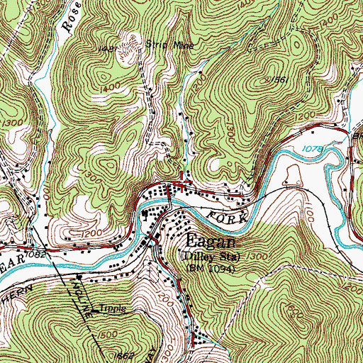 Topographic Map of Eagan Post Office, TN