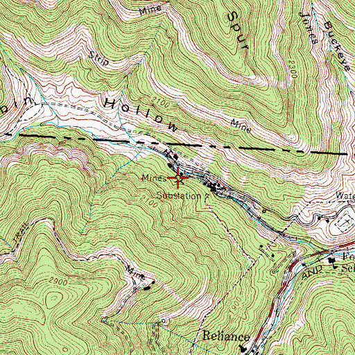Topographic Map of Fork Ridge Mine, TN