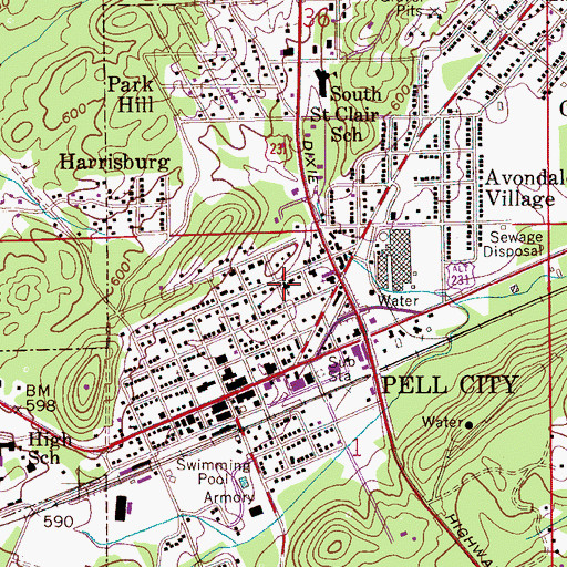 Topographic Map of First United Methodist Church, AL