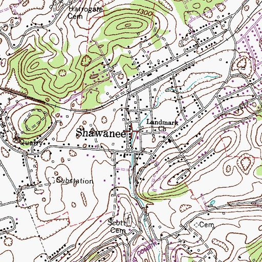 Topographic Map of Shawanee Post Office, TN