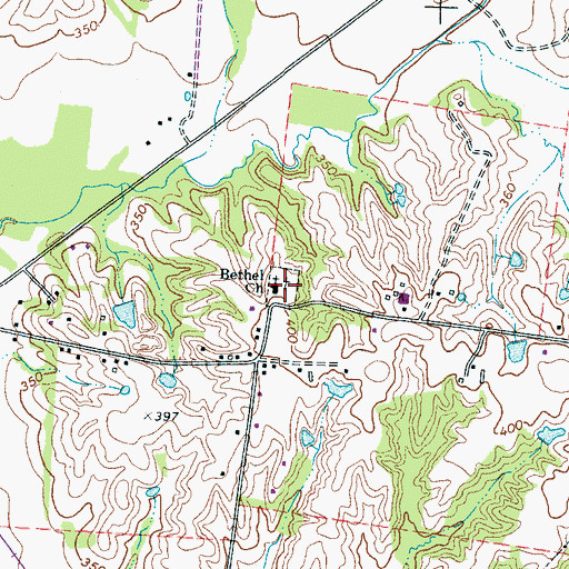 Topographic Map of Bethel Cemetery, TN