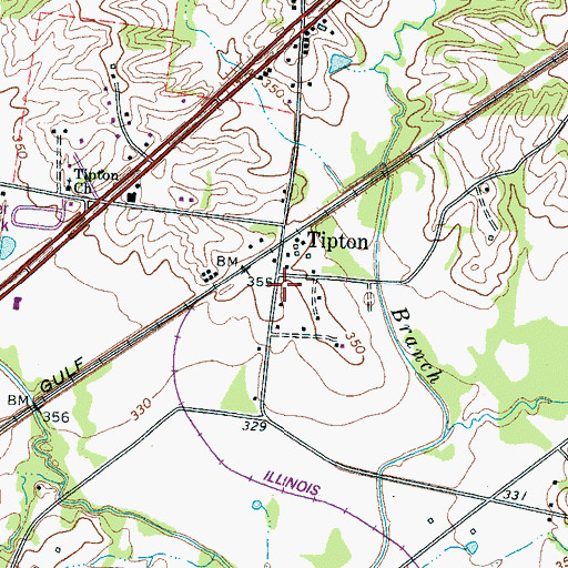 Topographic Map of Tipton Post Office, TN