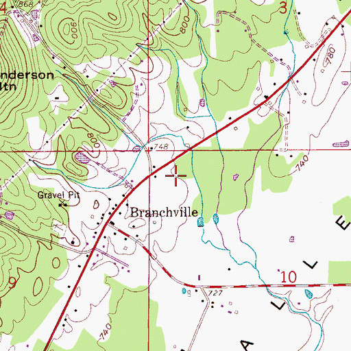 Topographic Map of Green Acres Estates, AL