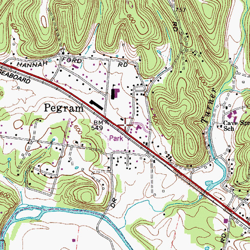 Topographic Map of Pegram Post Office, TN