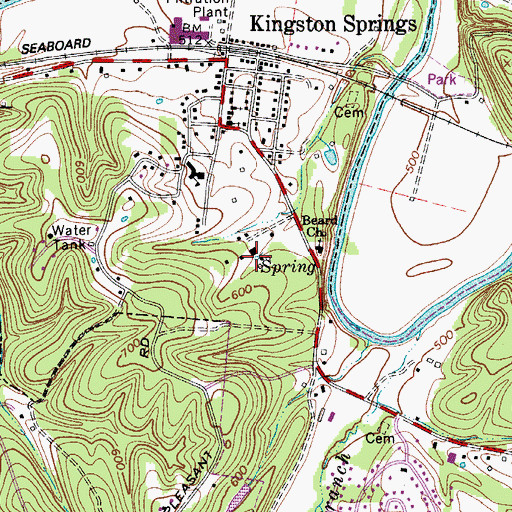 Topographic Map of Kingston Spring, TN