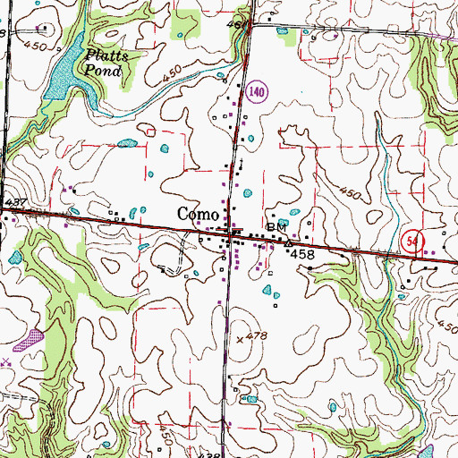 Topographic Map of Como Post Office, TN