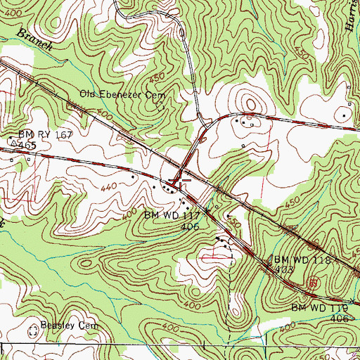 Topographic Map of Springville Post Office, TN