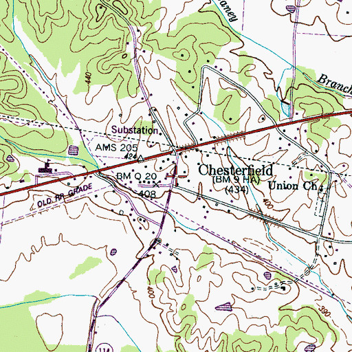 Topographic Map of Chesterfield Post Office (historical), TN