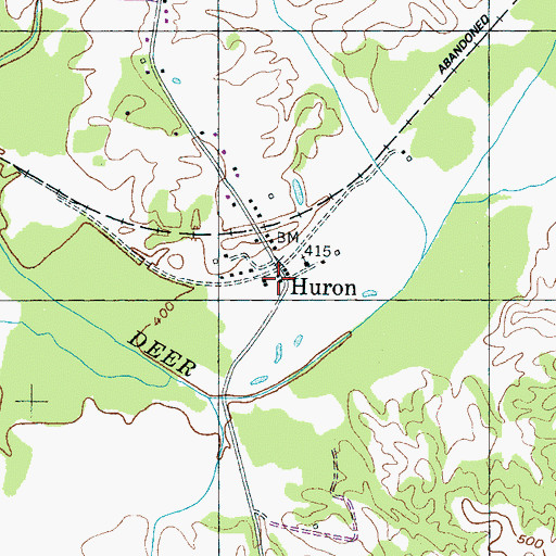Topographic Map of Huron Post Office, TN