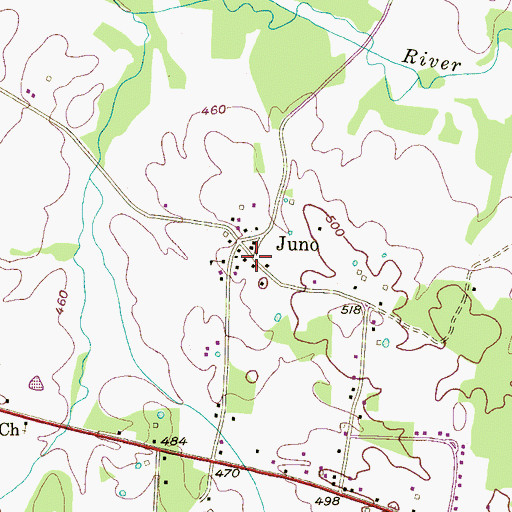 Topographic Map of Juno Post Office (historical), TN