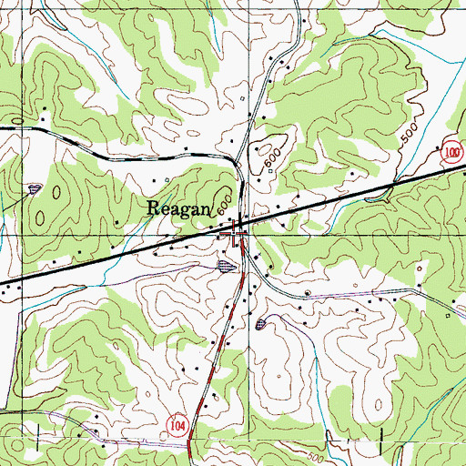 Topographic Map of Reagan Post Office, TN