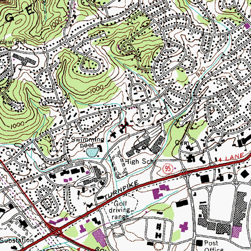 Topographic Map of Central Baptist Church, TN