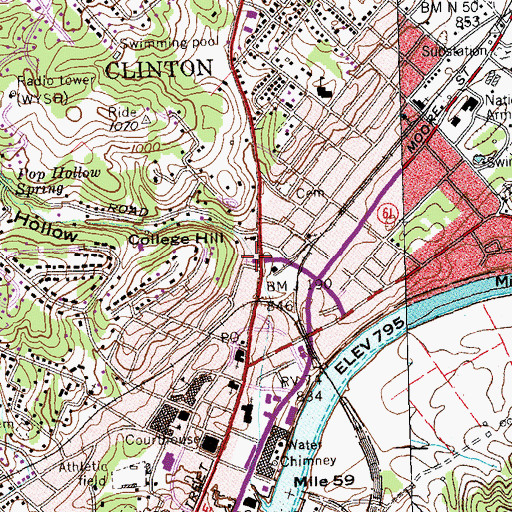 Topographic Map of Clinton Church of Christ, TN