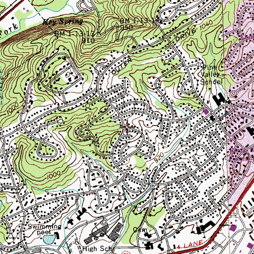 Topographic Map of First Church of the Nazarene, TN