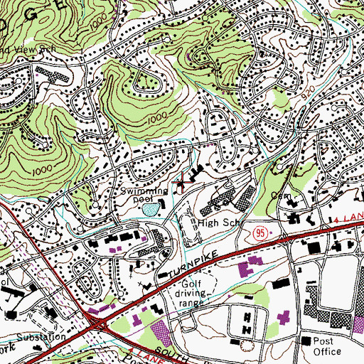 Topographic Map of Highland View Church of Christ, TN