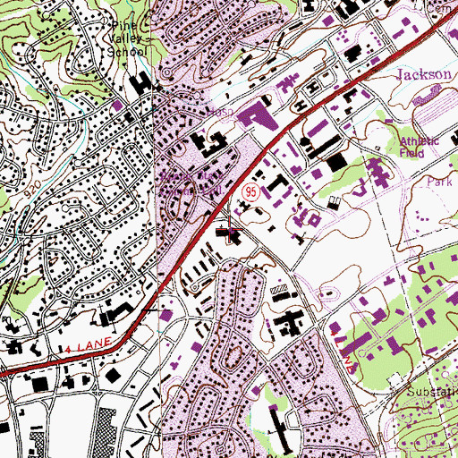 Topographic Map of Oak Ridge First Baptist Church, TN