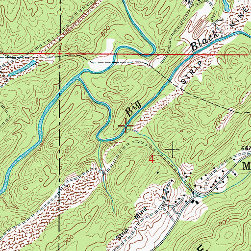 Topographic Map of Hawkins Branch, AL
