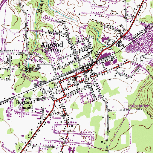 Topographic Map of Algood Methodist Church, TN