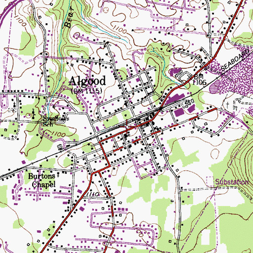 Topographic Map of Algood Post Office, TN