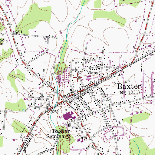 Topographic Map of Baxter Post Office, TN