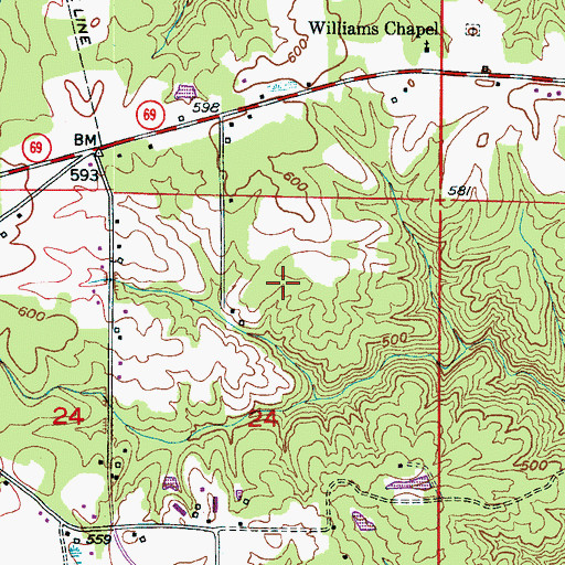 Topographic Map of Henrys Mill (historical), AL