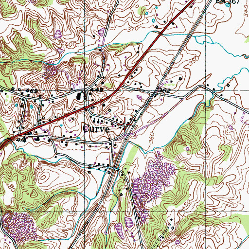 Topographic Map of Curve Post Office (historical), TN