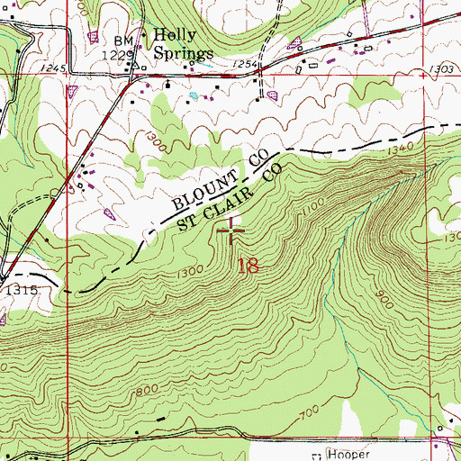 Topographic Map of Hooper Gap, AL