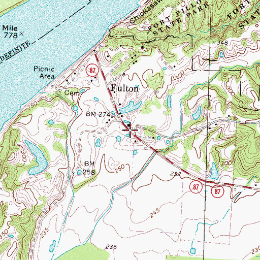 Topographic Map of Fulton Post Office (historical), TN