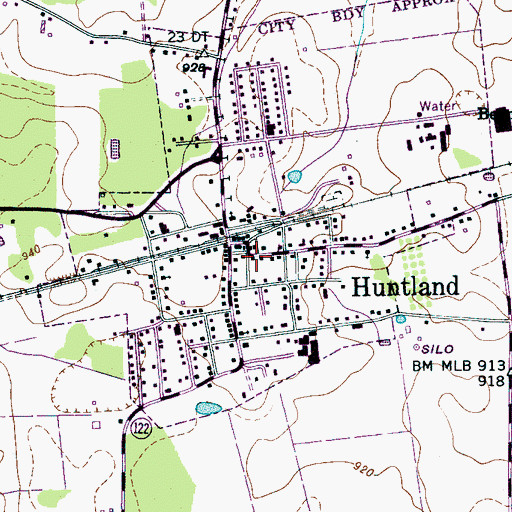 Topographic Map of Huntland Post Office, TN
