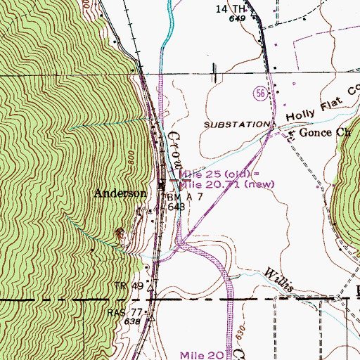 Topographic Map of Holly Flat Creek, TN