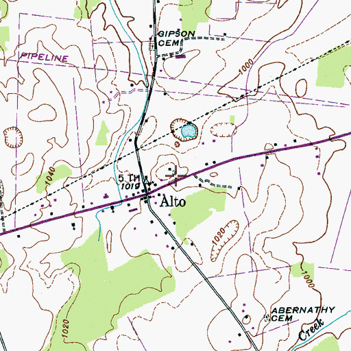 Topographic Map of Alto Cemetery, TN
