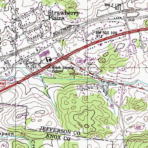 Topographic Map of Baker Spring, TN