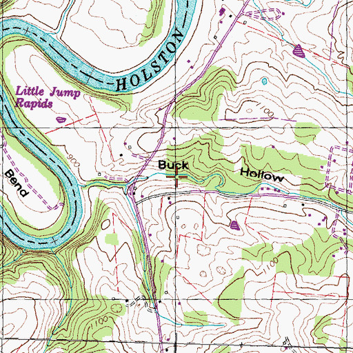 Topographic Map of Buck Hollow Spring, TN