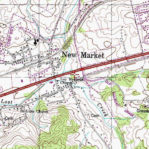 Topographic Map of New Market Post Office, TN