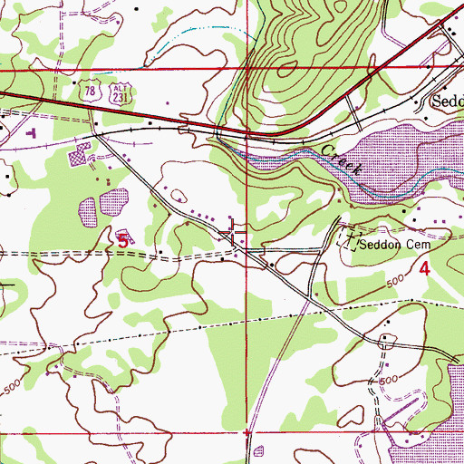 Topographic Map of Ilamo, AL