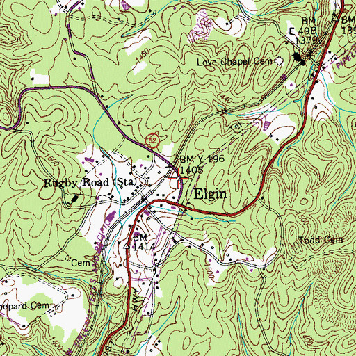 Topographic Map of Elgin Post Office, TN