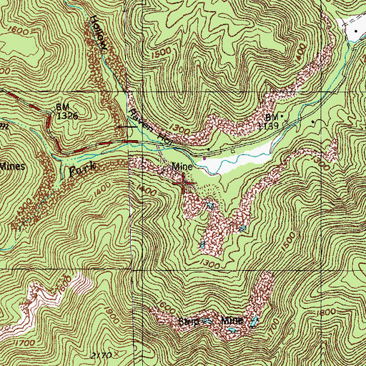 Topographic Map of Gum Fork Mine, TN