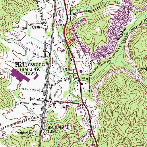 Topographic Map of Helenwood Post Office, TN