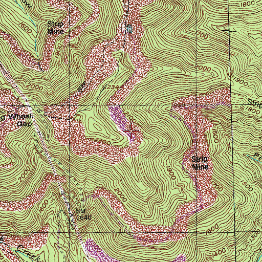 Topographic Map of Baird Mine, TN