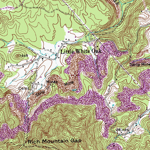 Topographic Map of Carl Duncan Mine, TN