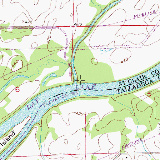 Topographic Map of Kelly Creek Landing, AL