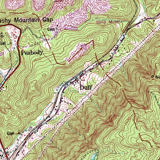 Topographic Map of Duff Post Office, TN
