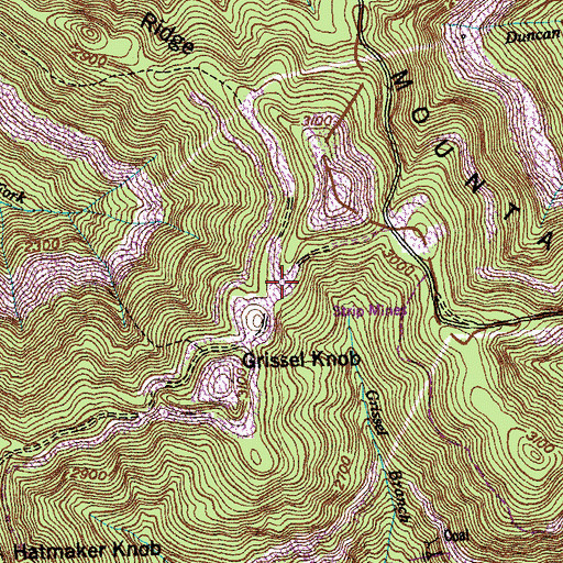 Topographic Map of High Point Number Two Mine, TN