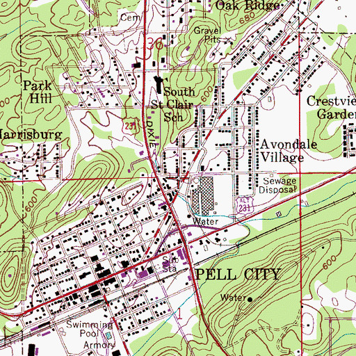 Topographic Map of Kingdom Hall of Jehovahs Witnesses, AL